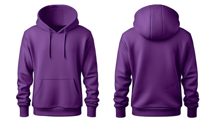 Purple hooded sweatshirt mockup set, cut out