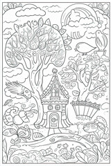 Various coloring book page for kids in vector art style AI Generated