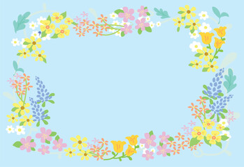 Group of flowers for cover cartoon style.