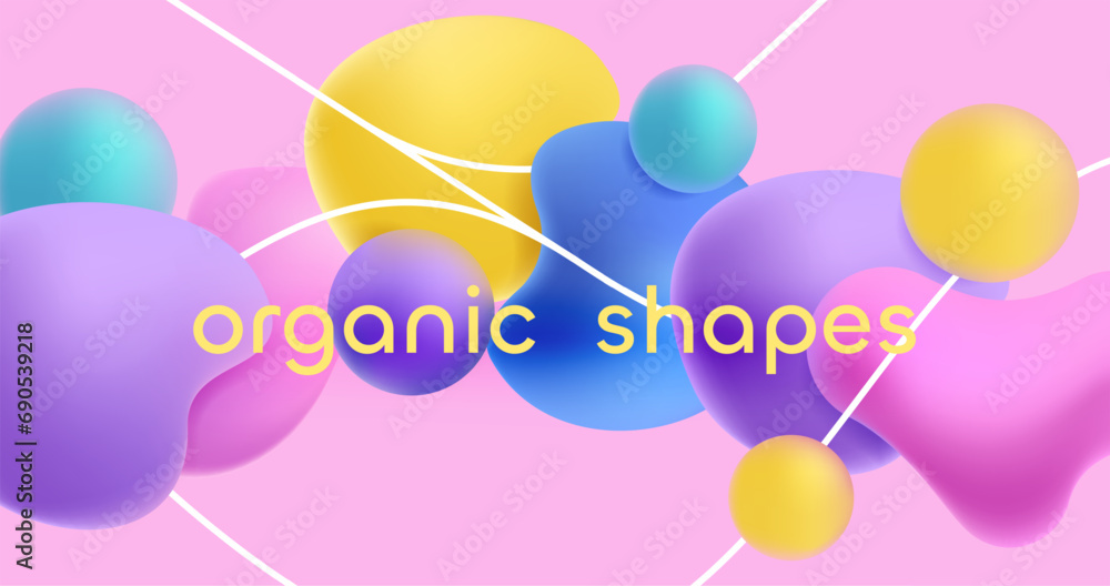 Aufkleber plastic shapes background. abstract colorful geometric shapes of different sizes, paint bubble, liqu