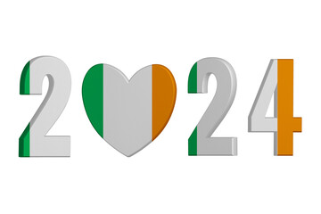 World countries. New Year 2024 celebrate on white background. Ireland