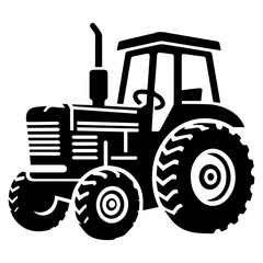Tractor vector silhouette black color, Tractor icon vector silhouette