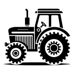 Tractor vector silhouette black color, Tractor icon vector silhouette