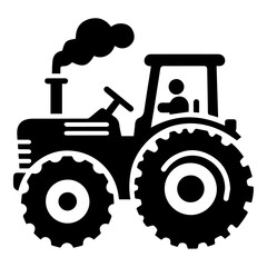 Tractor vector silhouette black color, Tractor icon vector silhouette