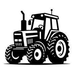 Tractor vector silhouette black color, Tractor icon vector silhouette