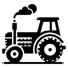 Tractor vector silhouette black color, Tractor icon vector silhouette
