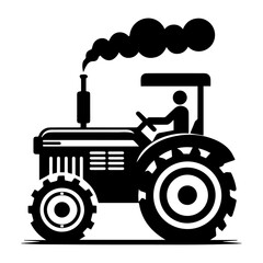 Tractor vector silhouette black color, Tractor icon vector silhouette