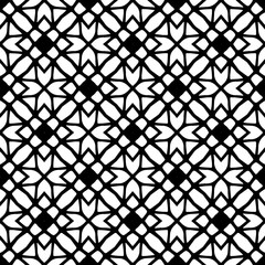 Wallpaper with Seamless repeating pattern.  Black and white pattern . Abstract background. Monochrome texture  for web page, textures, card, poster, fabric, textile.