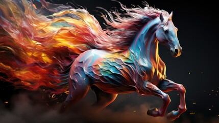 colorful horse in the dark