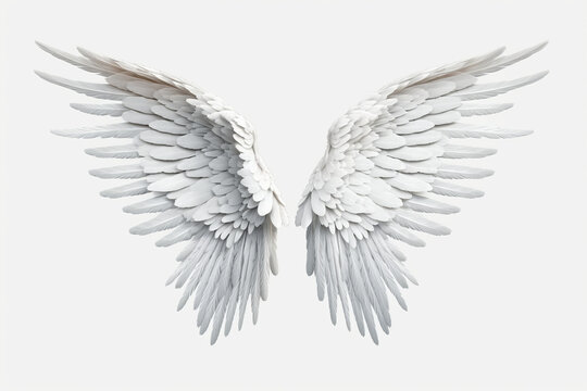 White beautiful angel wings, png.Generative AI.