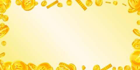 Thai baht coins falling. Gold scattered THB