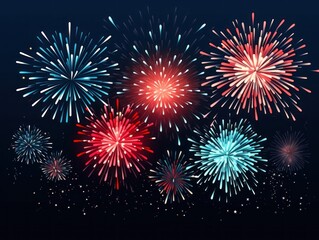 Fototapeta premium Sparkling fireworks in the night sky. Christmas mood.