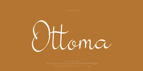Fototapeta premium Abstract Fashion font alphabet. Minimal modern urban fonts for logo, brand etc. Typography Calligraphy typeface uppercase lowercase and number. vector illustration 