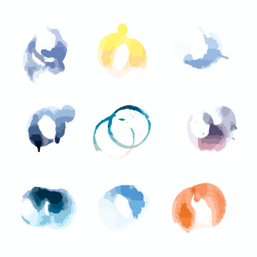 Isolated colorful brush strokes set and watercolor color brush © pixellardesign