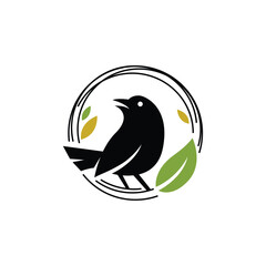 The Magpie bird logo is perched on a stalk and leaves, suitable for business, community and nature lover identities.