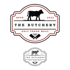 butcher logo vector icon illustration design. logo suitable for restaurant and food industry