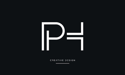 PH or HP Alphabet letters logo monogram - obrazy, fototapety, plakaty