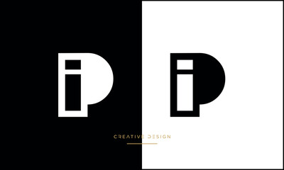 PI or IP Alphabet letters logo monogram - obrazy, fototapety, plakaty