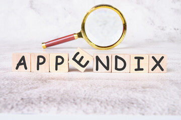 Appendix a word written on wooden cubes