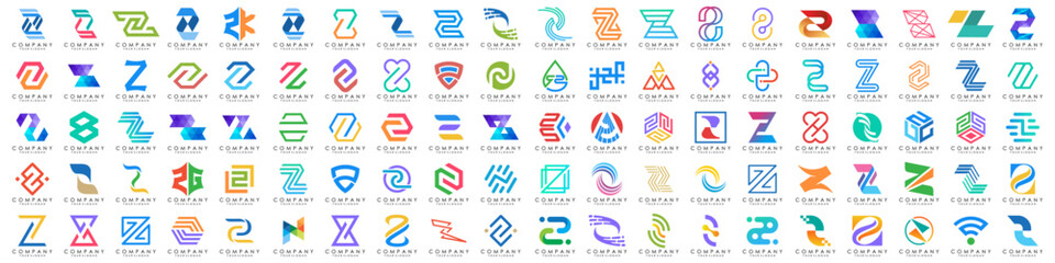 collection abstract letter Z logo design. modern logotype Z design with colorful. vector illustration