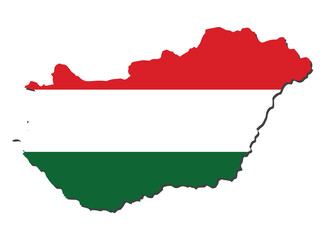 Obraz premium Flag Map of Hungary. Hungary Flag Map
