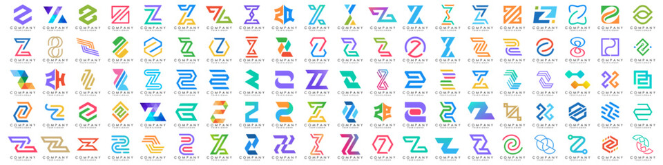 collection abstract letter Z logo design. modern logotype Z design with colorful. vector illustration