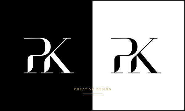 Alphabet letters PK or KP logo monogram