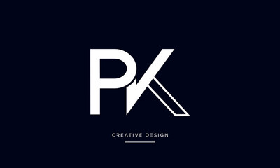 Alphabet letters PK or KP logo monogram - obrazy, fototapety, plakaty