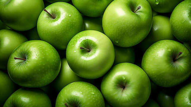 green apples background HD 8K wallpaper Stock Photographic Image 