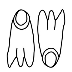 diving flipper of beach doodle illustration