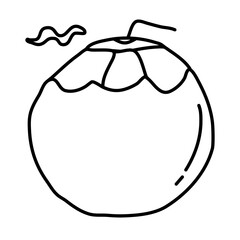 coconut drink of beach doodle illustration