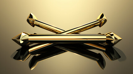 Crossed gold tridents on reflective surface