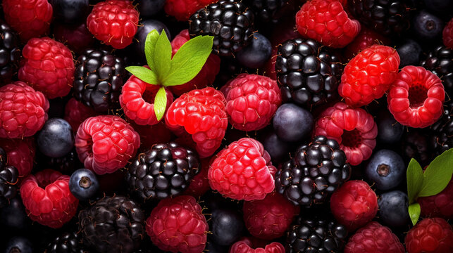blackberries and raspberries HD 8K wallpaper Stock Photographic Image 