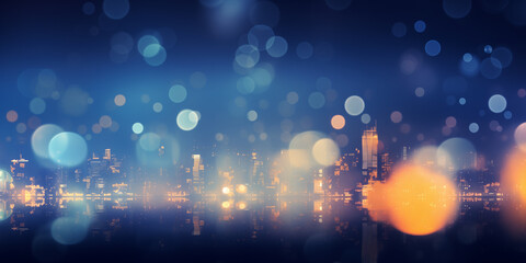 Design an abstract background with defocused city lights on a crisp winter night, symbolizing the start of a fresh year.