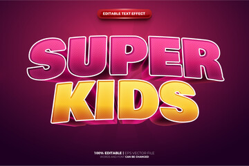 Super Kids 3D Cartoon Editable text Effect Style 081223