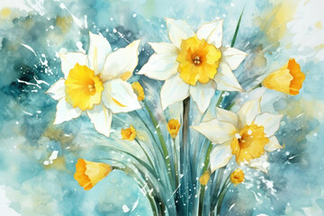 Daffodil plant floral yellow white background flowers nature green blossom spring gardening narcissus
