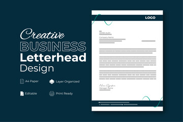 Modern Corporate Letterhead Design Template, Business Letterhead, Creative and minimal design, editable 