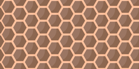Peach fuzz Trendy Honeycomb seamless background. Sweet honey Pastel ornament. Vector illustration can used wallpaper, textile, fabric print and web banner.
