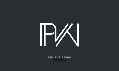 Obraz premium PW or WP Alphabet letters logo monogram