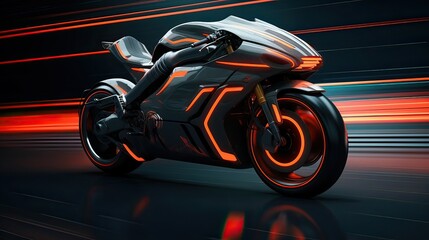 Obraz premium Racing-ready aura, aerodynamic styling, sleek curves, speed, precision, motorcycle engineering. Generated by AI.