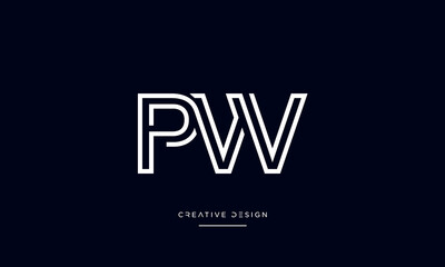 PW or WP Alphabet letters logo monogram
