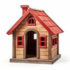 Doghouse with red roof isolated on white background