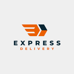 Orange & Blue Express Delivery Logistic Logo Design 