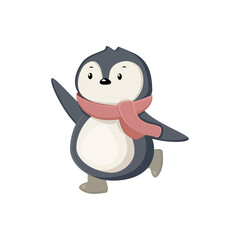 cute penguin in a scarf vector. eps 10