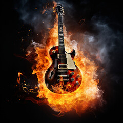 Electric guitar on fire