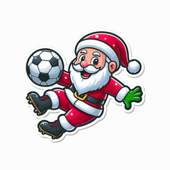 santa claus cartoon illustration of santa claus logo, santa claus playing with football logo, christmas sports, santaclaus playing, santaclaus vector logo	
