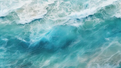 Aerial View of a Serene Turquoise Ocean. - obrazy, fototapety, plakaty