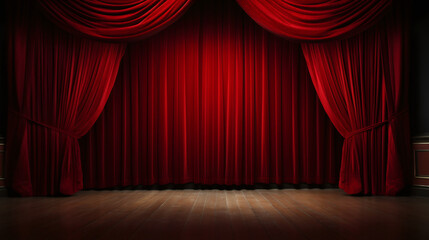 Empty stage with red curtain