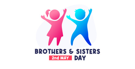 Design for celebration of brothers and sisters day, May 2nd. celebration of brothers and sisters day modern minimalist design. featuring silhouettes of boys and girls. silhouette of little boy