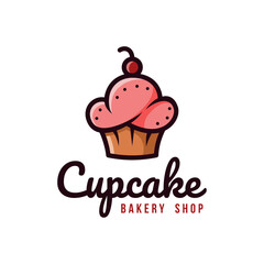 Logo Illustration of Cupcake Bakery Shop. Suitable for Cake and Shop Logos.